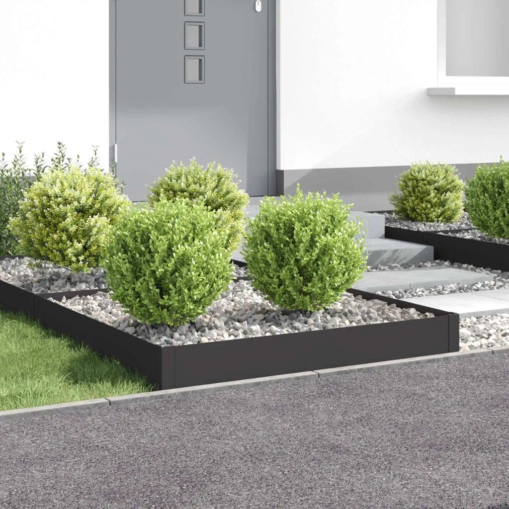 Bordura per Prato 4 pcs 100 x 100 x 20 cm Acciaio Nero 8008960