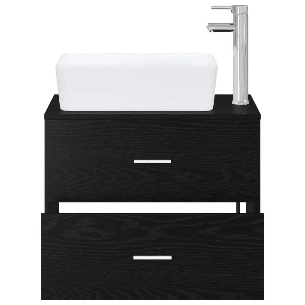 Set di mobili per il bagno Rovere Nero Legno ingegnerizzato 3404391