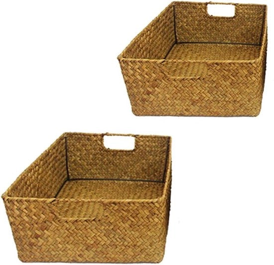 Recinzione per contenitore in zecca artigianale con maniglia - rettangolare - 33 x 23 x 11 cm