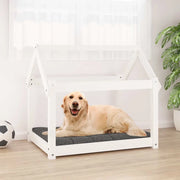 Cuccia per Cani Bianca 81x60x70 cm in Legno Massello di Pino 822208