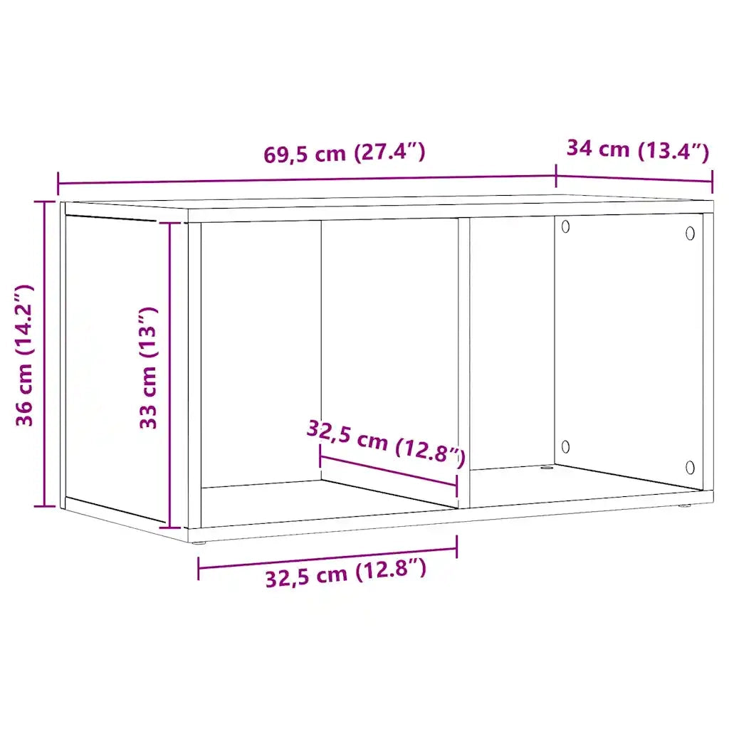 vidaXL Scatola Portaoggetti Artigianale 69,5x34x36cm Legno Multistrato