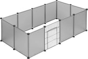 Recinzione per conigli - con portale - plastica e metallo - spaziosa area di gioco - grigio - 142x72x46 cm