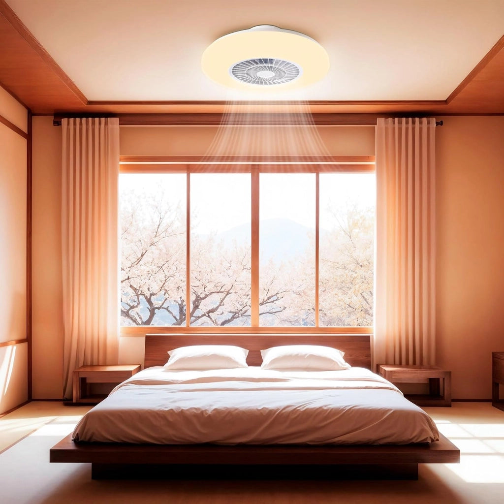 Ventilatore Plafoniera LED Zephir ZVP1 45W con Luce RGB Multicolor e CCT Dimmerabile, Motore DC, Telecomando, 6 Velocità, Funzione Reverse, 5500 Lumen