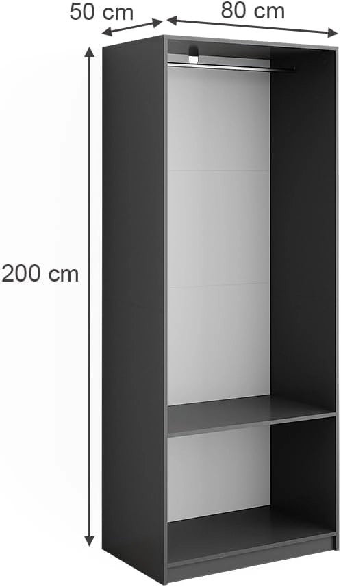 Armadio Elmo, Antracite, 80 x 200 cm, per una conservazione flessibile di diversi capi di abbigliamento