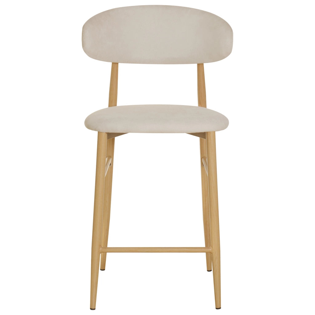 Set di 2 sgabelli da bar in metallo beige e legno chiaro SIMON
