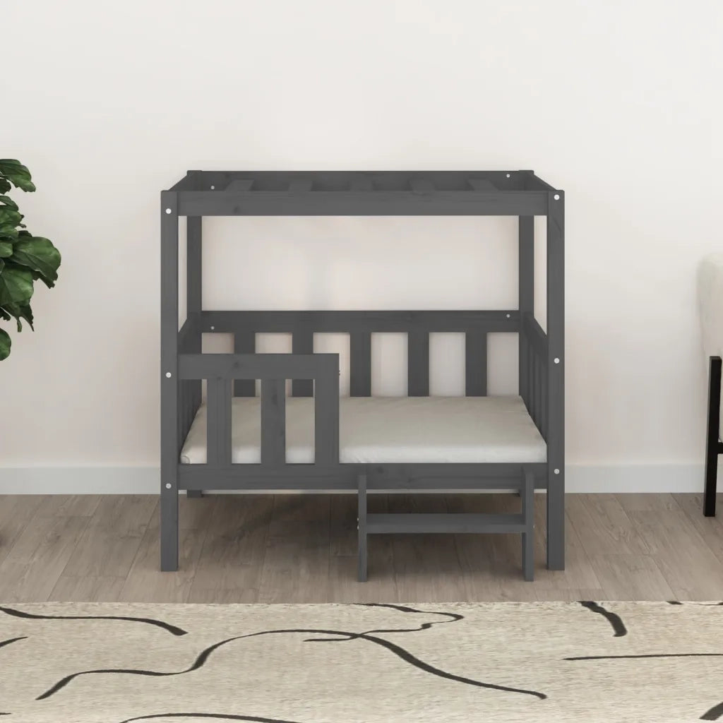 Cuccia per Cani Grigio 95,5x73,5x90cm in Legno Massello di Pino 822384