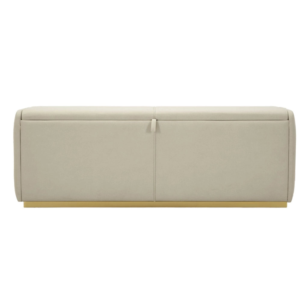 Panca con Portaoggetti VKH766, Beige, Legno, 130x45x45 cm