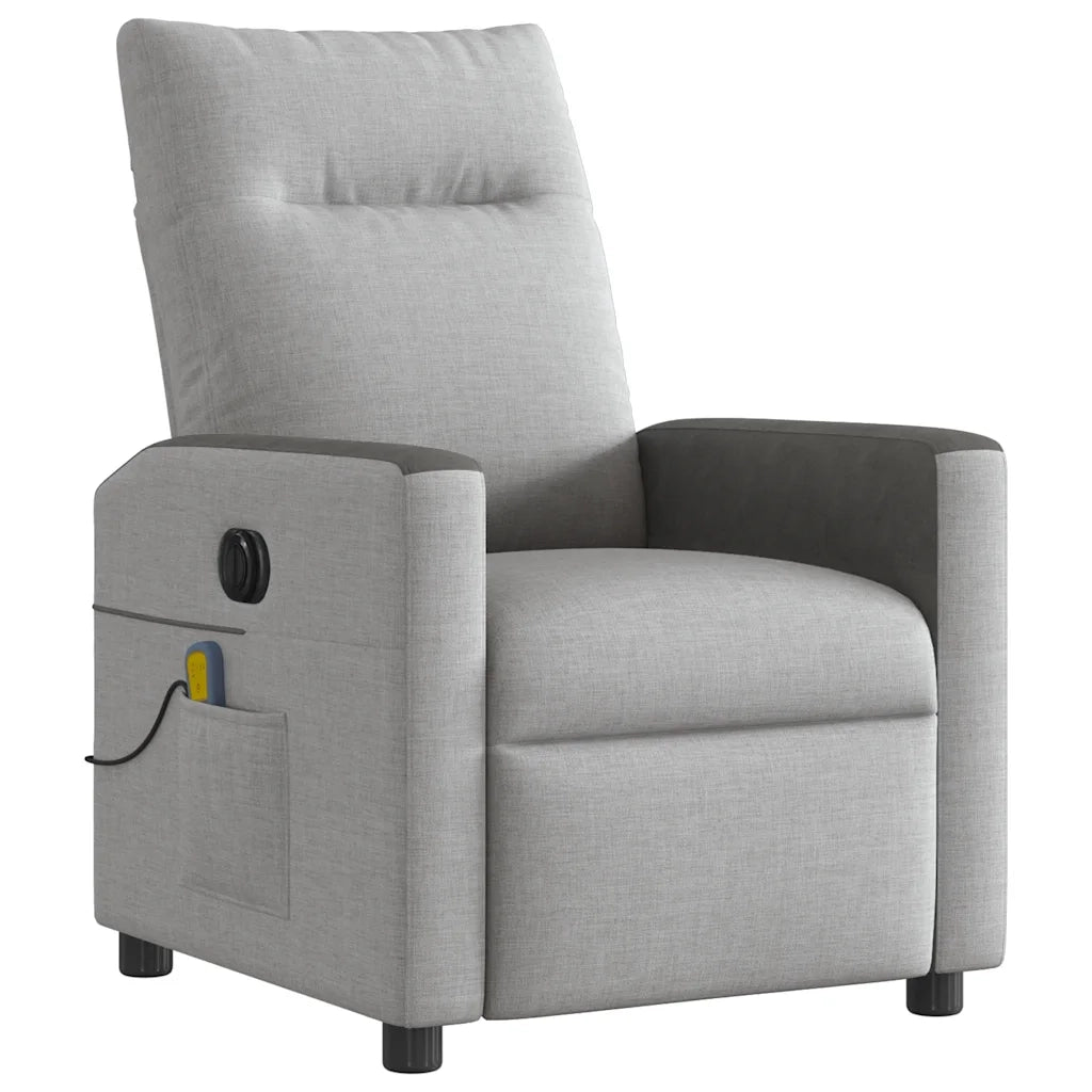 Poltrona Reclinabile Massaggio Elettrica Grigio Nuvola Tessuto 3324044