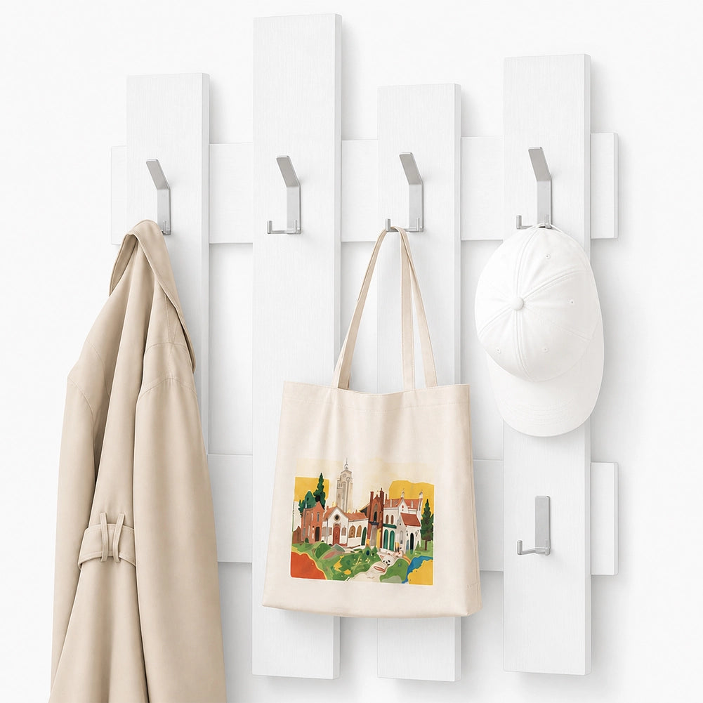 Appendiabiti da Muro Attaccapanni Montaggio a Parete H79xl64xP4 cm Bianco
