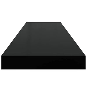 Scaffali a Parete 2 pz Nero Lucido 90x23,5x3,8 cm in MDF cod mxl 33103