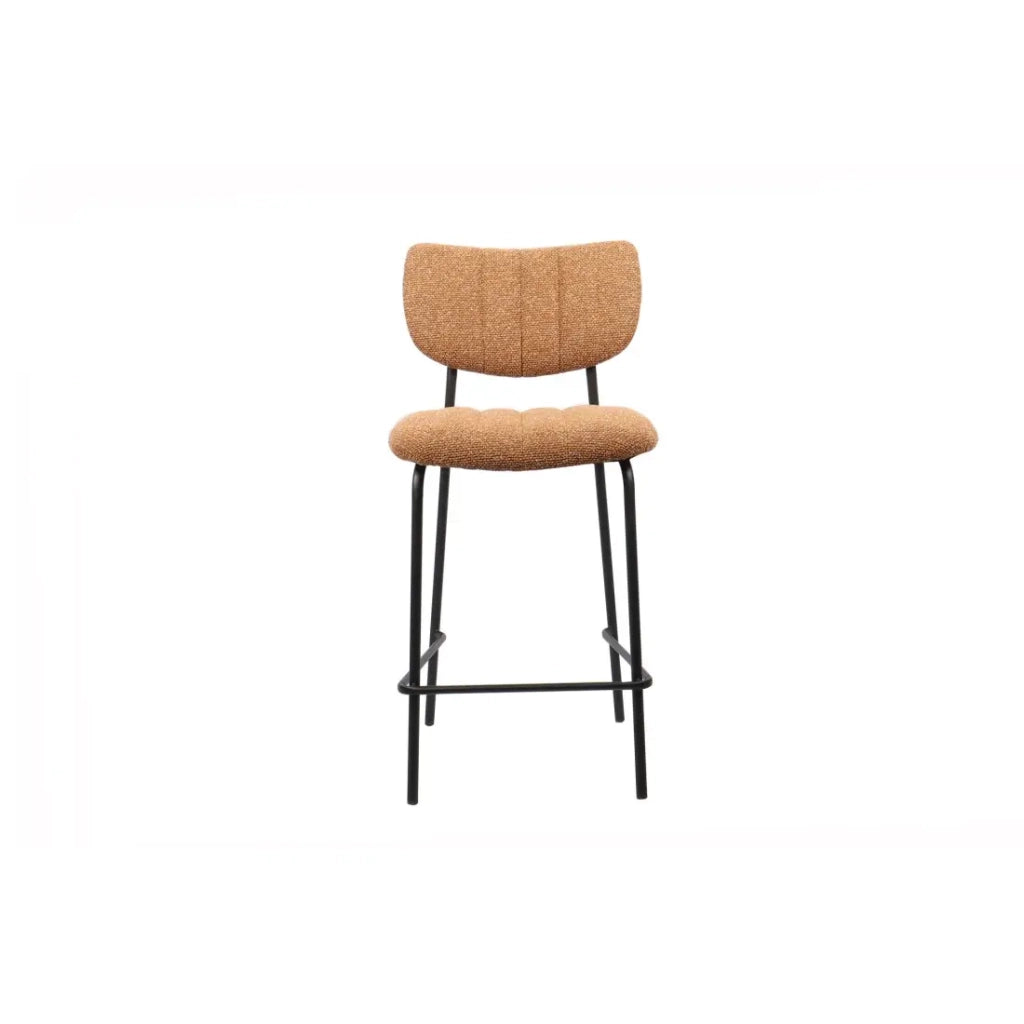 Sedia da bancone VENTURA – Tessuto arancione – Gambe in metallo nero – Altezza 97 cm – Stile design/industriale