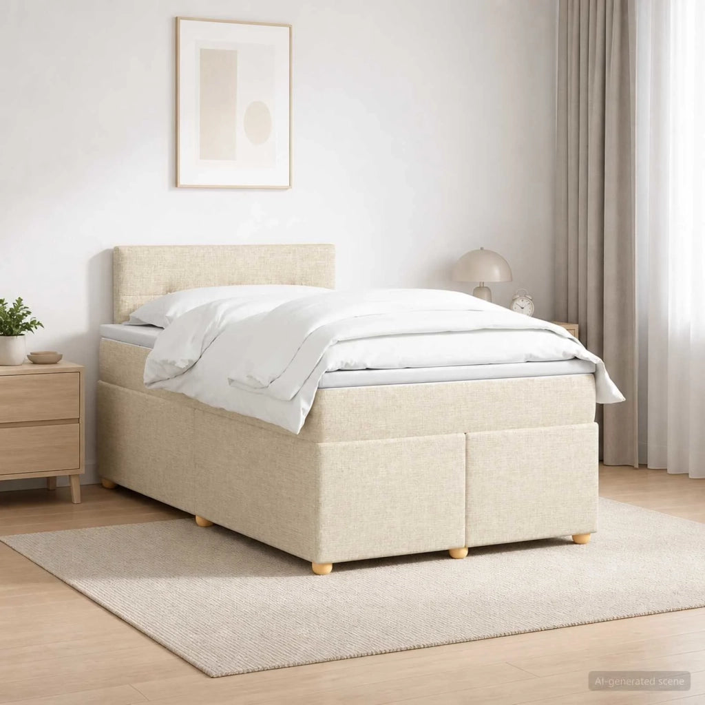 Letto box spring con materasso Crema 120 x 200 cm Tessuto 3452399