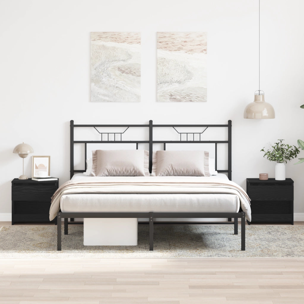 ComÃ² 2 pz Nero Rovere 40x30x39 cm in Legno ingegnerizzato