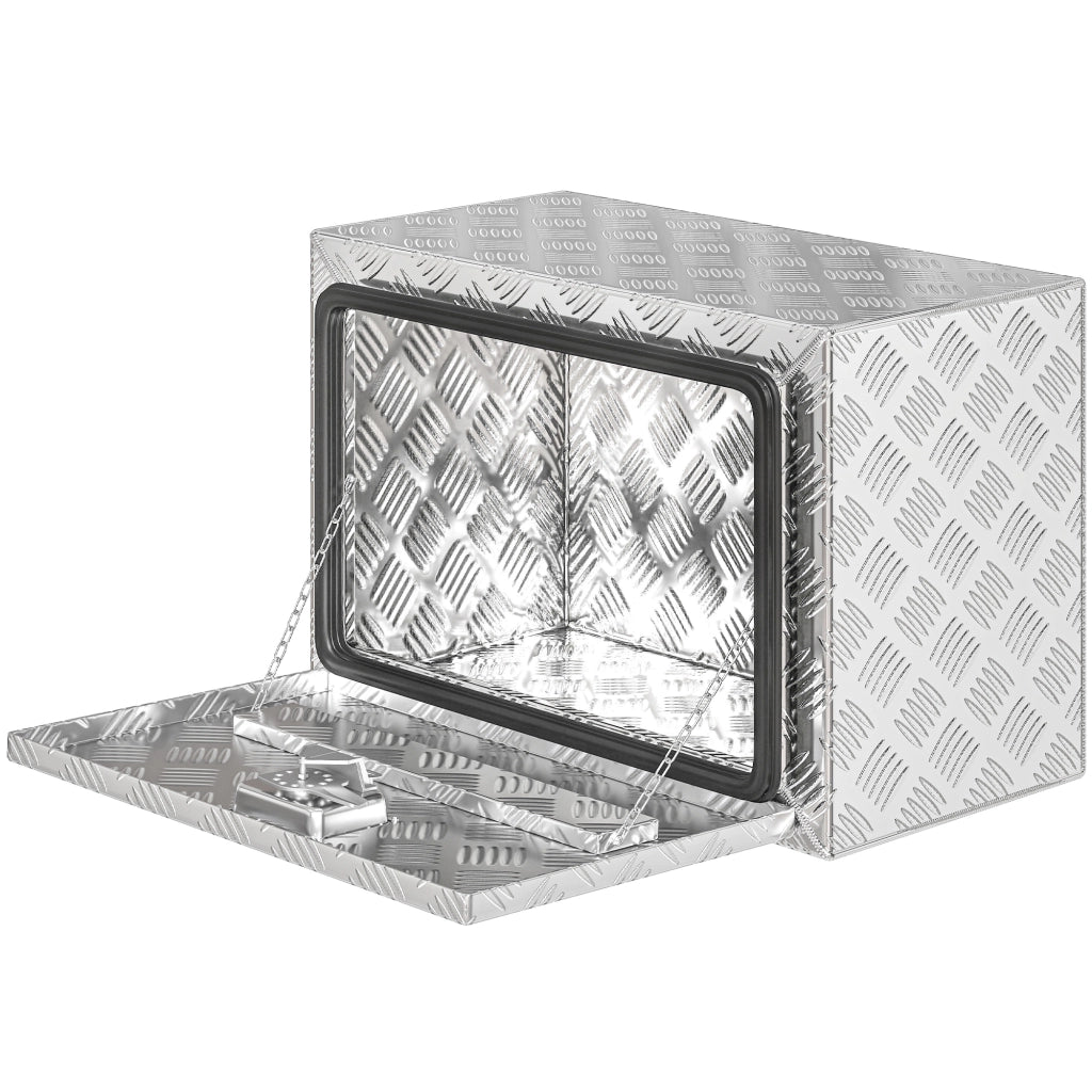Cassetta degli Attrezzi da 76L in Alluminio con Serratura, 2 Chiavi e Maniglia Laterale, 60.9x35.5x40.6 cm, Argento