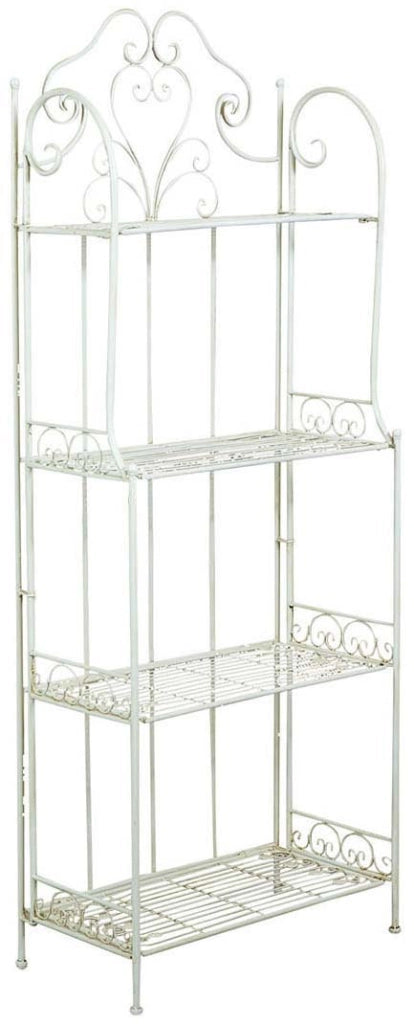 Biscottini Etagere multifunzione richiudibile in ferro battuto finitura bianca anticata L63xPR33xH165 cm