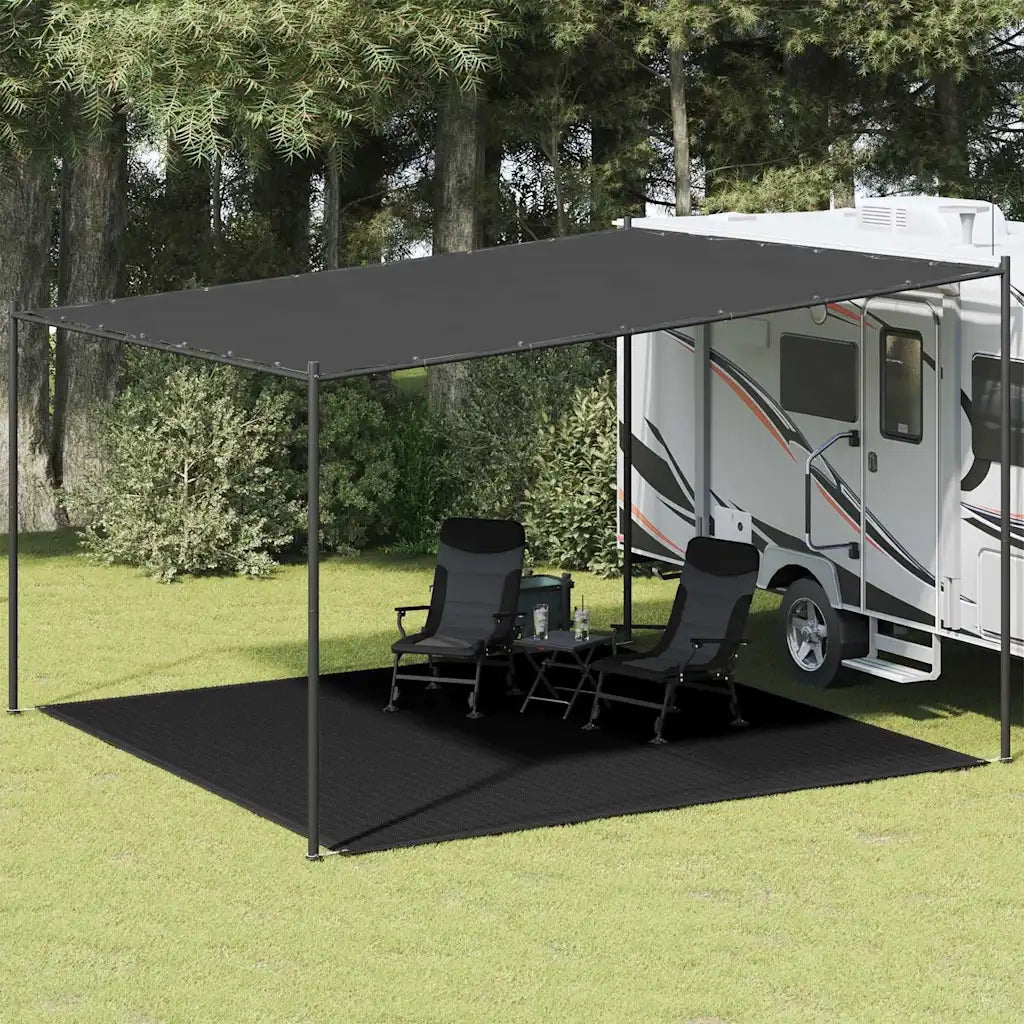 Tappeto da Tenda | Tappeto da campeggio 400x400 cm Nero in HDPE