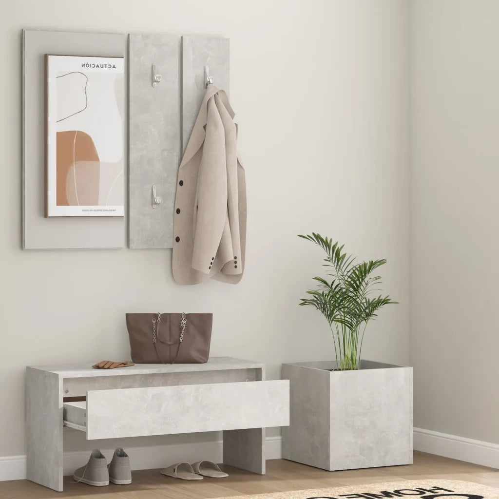 Set di Mobili da Corridoio Grigio Cemento in Legno Multistrato cod mxl 73558