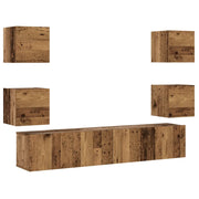 Mobili TV a Parete 6 pz | Armadietto TV | Mobile Porta TV Legno Vecchio Legno Multistrato