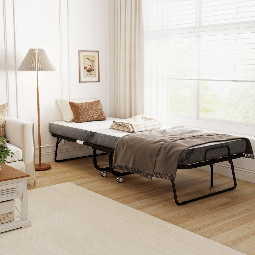 Letto singolo pieghevole con materasso ¨C zephmum ¨C bianco 200x80 cm