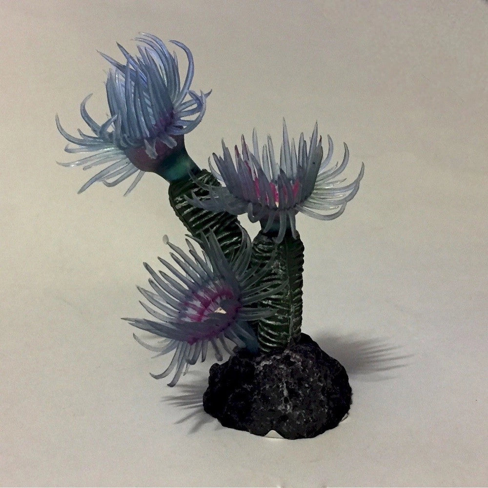 Trade Shop - Pianta Corallo Artificiale Finto Per Decorazione Acquario Blu Viola Vasca Pesci -