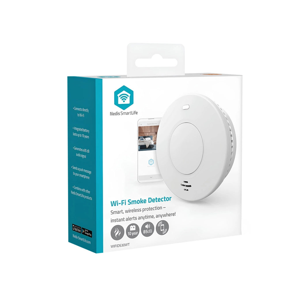 Rilevatore di Fumo Connesso 85 dB SmartLife Durata di Vita di 10 anni Bianco Nedis