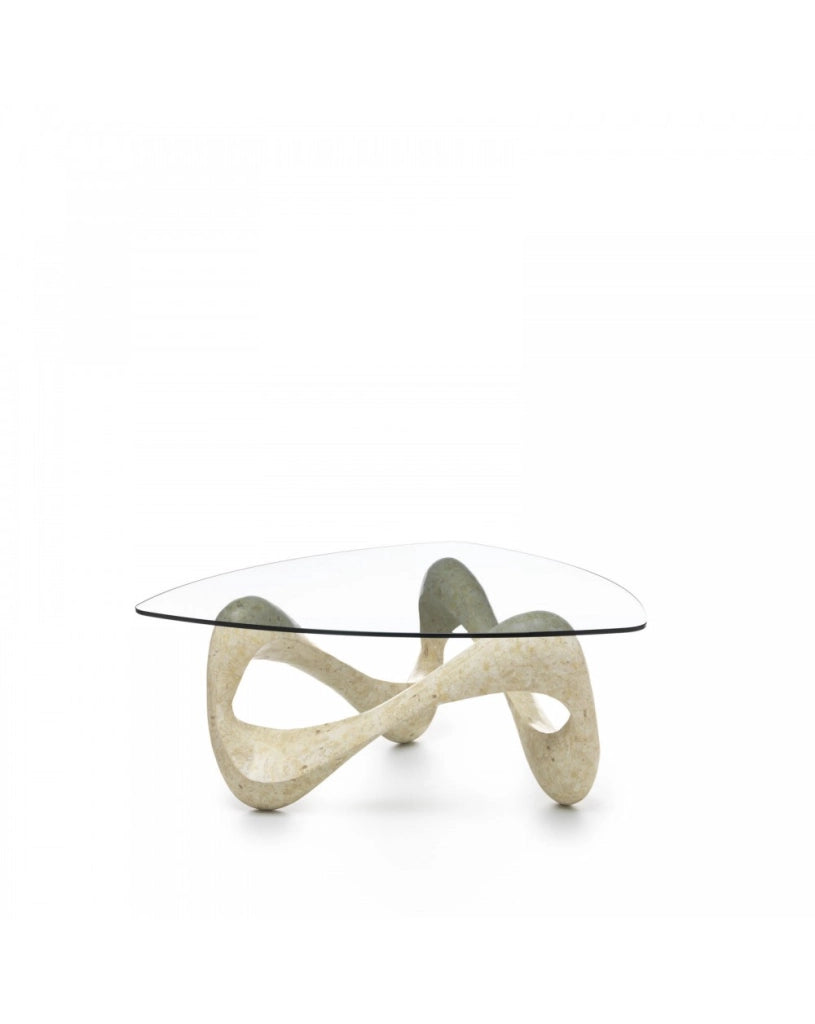 Tavolino trasparente-beige 100 cm x 100 cm H. 42.5 cm