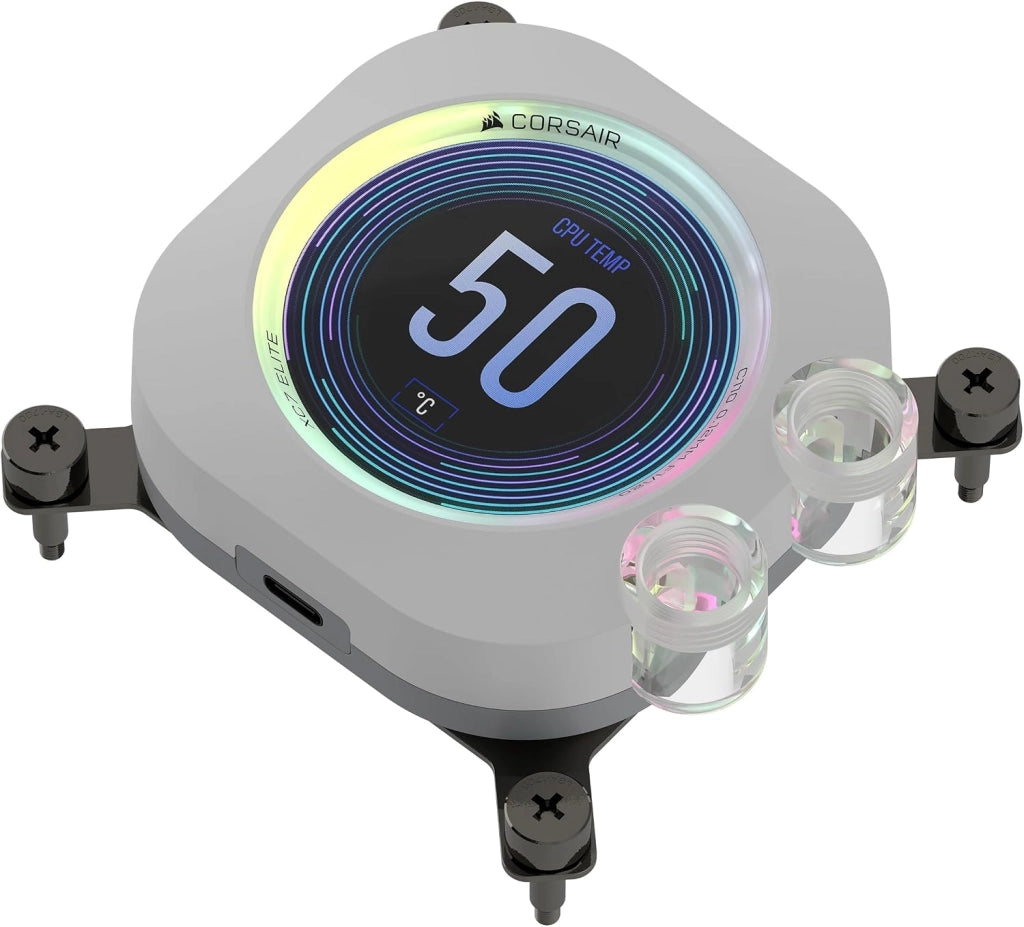 XC7 RGB ELITE LCD Waterblock per CPU - Schermo LCD IPS 480x480-31 LED RGB - USB-C - Adatto per Intel LGA 1700, AMD AM5 e precedenti - Bianco