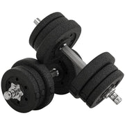 SET MANUBRI PALESTRA DA 25 KG TOTALI CON 12 DISCHI PESI E 2 BARRE DA 2 KG, NERO