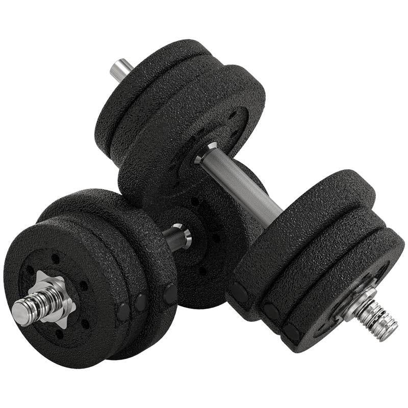 SET MANUBRI PALESTRA DA 25 KG TOTALI CON 12 DISCHI PESI E 2 BARRE DA 2 KG, NERO