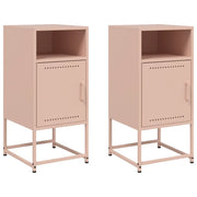 Set di 2 Comodini | Armadio da Notte | Mobiletto da notte Rosa 36x39x78 cm in Acciaio