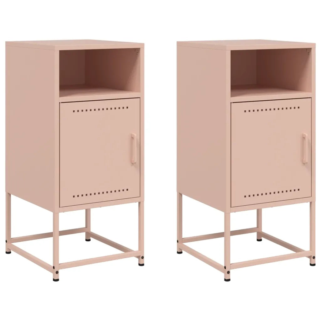 Set di 2 Comodini | Armadio da Notte | Mobiletto da notte Rosa 36x39x78 cm in Acciaio