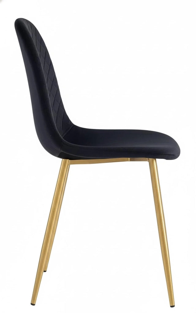 SET 4 SEDIA MARTA VELLUTO NERO GAMBE ORO