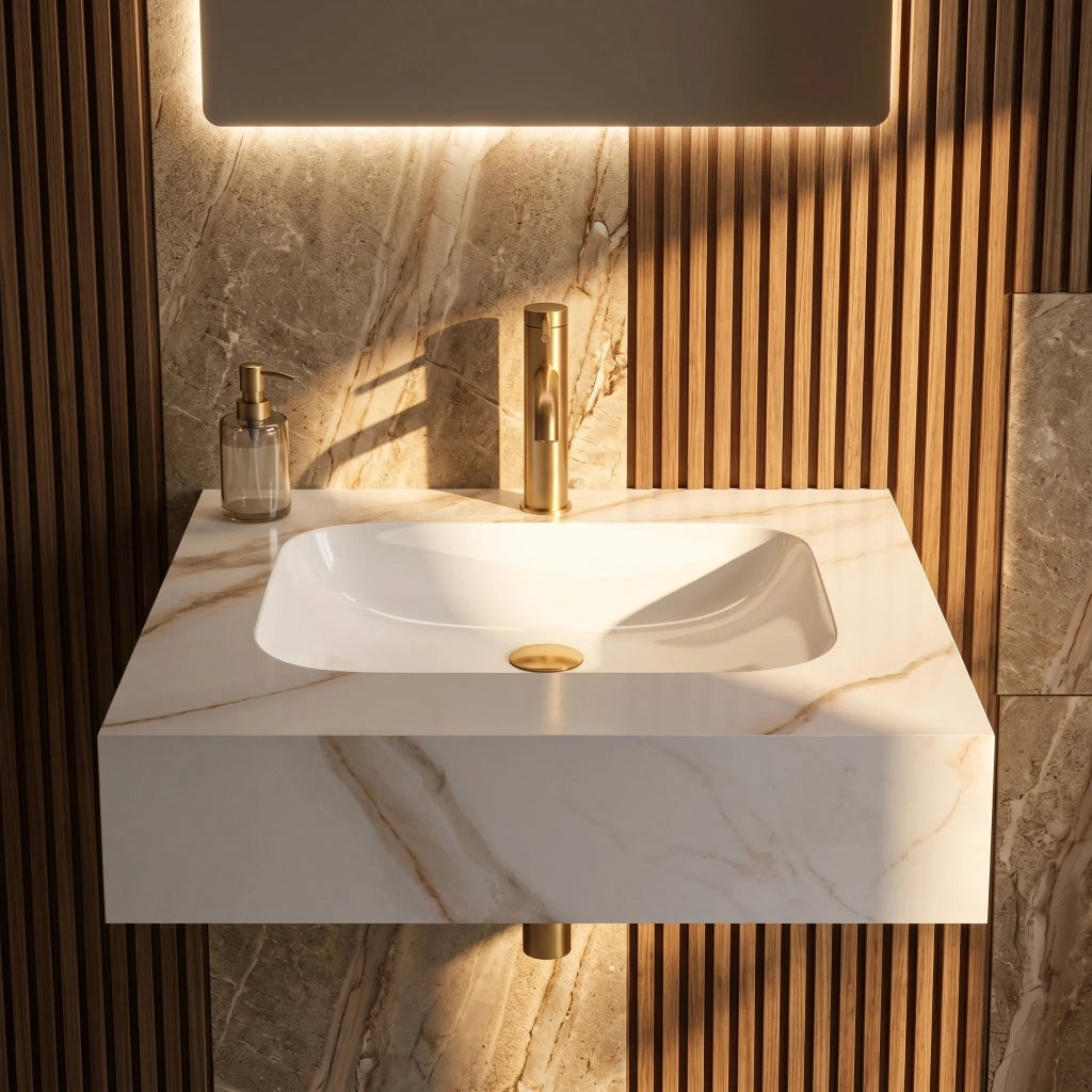 Lavabo Sospeso Rea Aresa Grey Gold 60