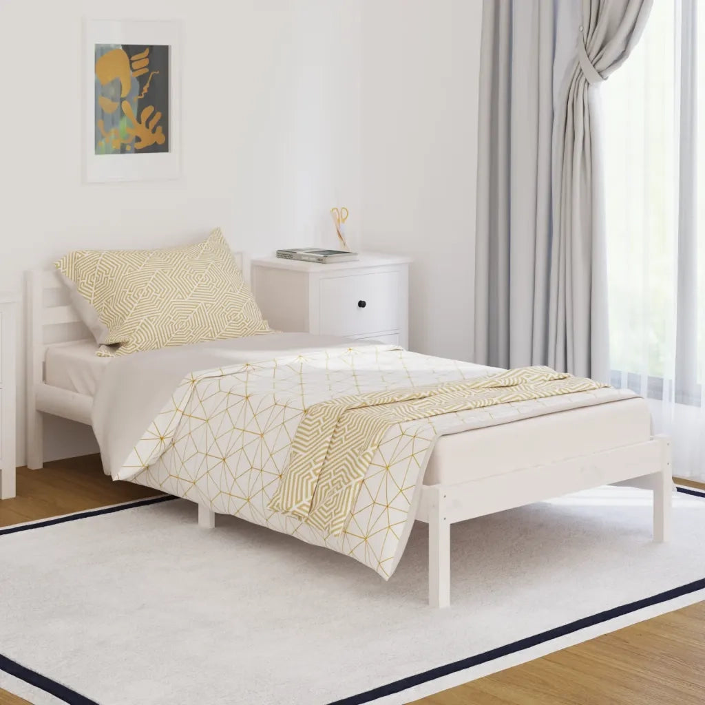 Giroletto-Struttura Letto in Legno Massello di Pino 90x200 cm Bianco