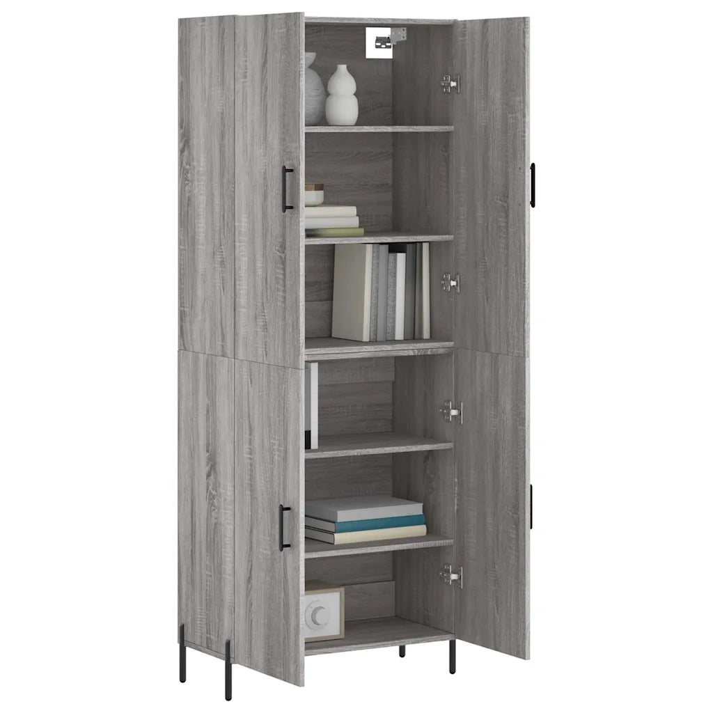 Credenza-Buffet-Armadio da cucina Grigio Sonoma 69,5x34x180 cm in Legno Multistrato 610855