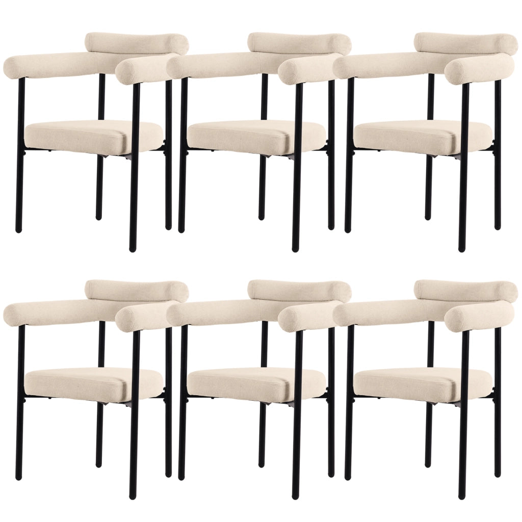 Poltroncina da pranzo beige con struttura in ferro