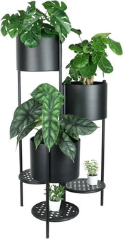 Stand per fiori in metallo - pieghevole - nero - 80 cm