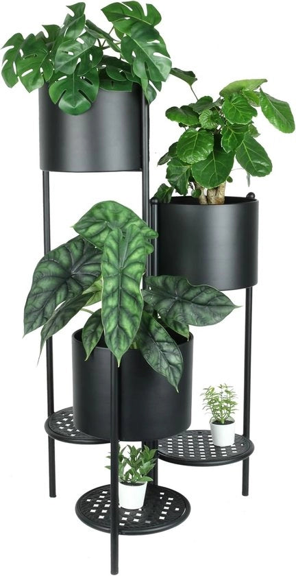 Stand per fiori in metallo - pieghevole - nero - 80 cm