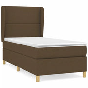 Letto singolo | Letto per adulti | Giroletto a Molle con Materasso Marrone Scuro 90x190cm Tessuto