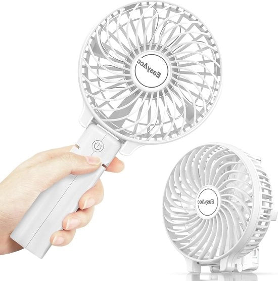 Ventilatore portatile mini elettrico con batteria USB ricaricabile pieghevole - per laptop e presa di corrente - bianco