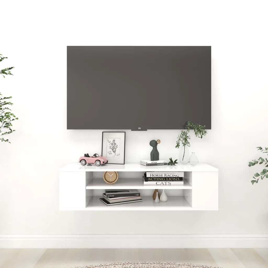 Mobile Porta TV Sospeso Bianco 100x30x26,5 cm Legno Multistrato 806229