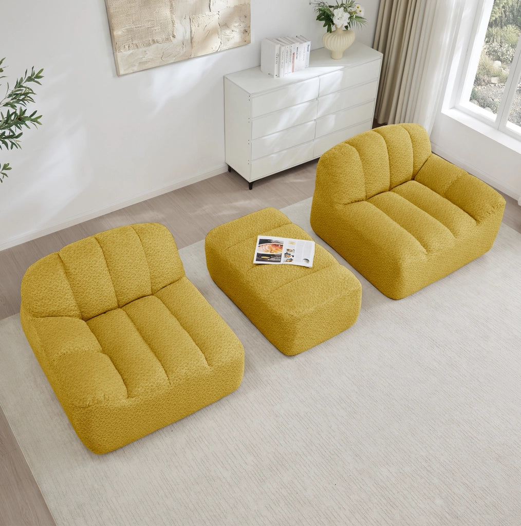 Divano modulare 210.0x165.0x79.0 cm con seduta ampia; senza montaggio; in pile granulare giallo