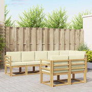 Set di divani da esterno 8 pcs Bianco e Crema Poliestere