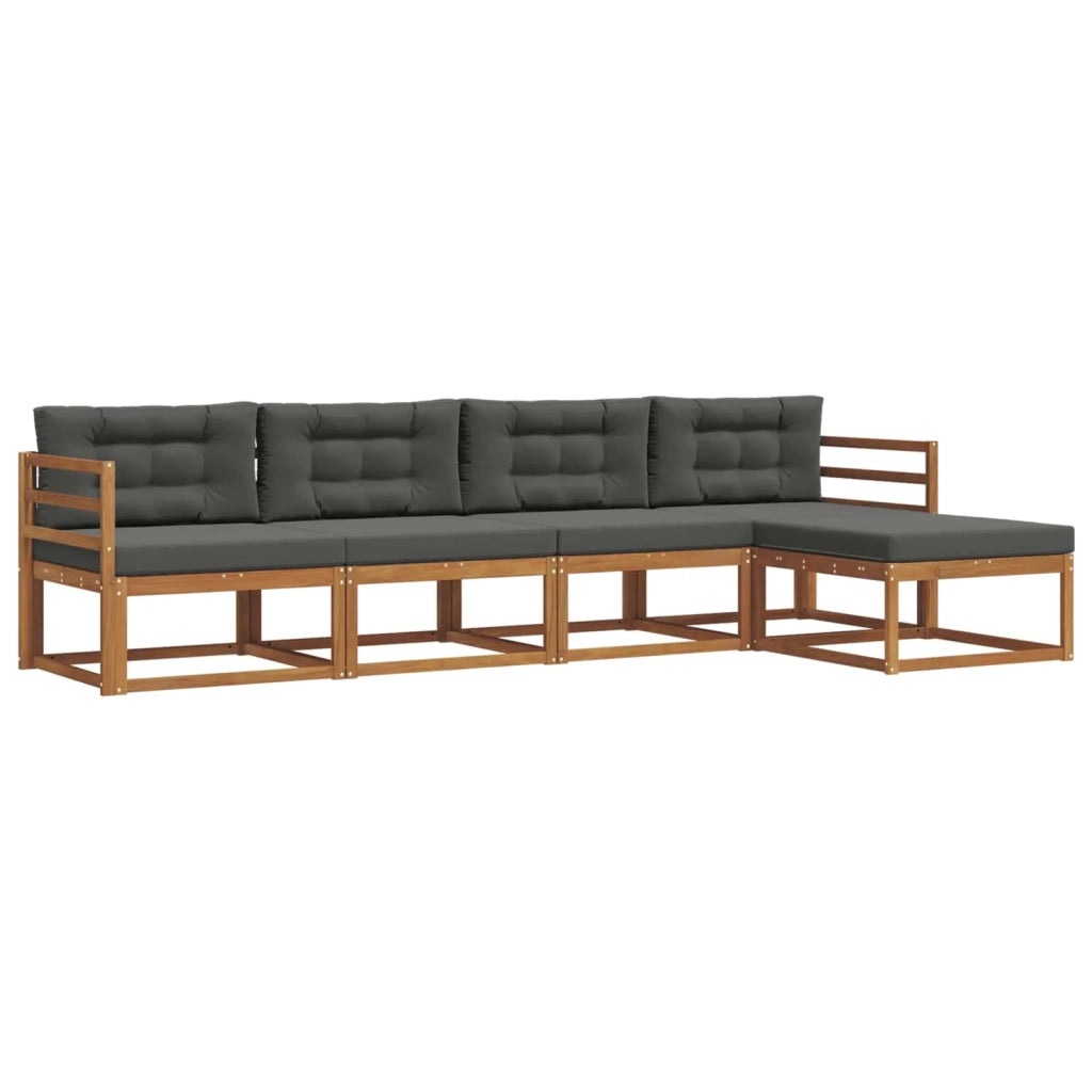 Set di divani da esterno con cuscino 5 pcs Naturale e Antracite