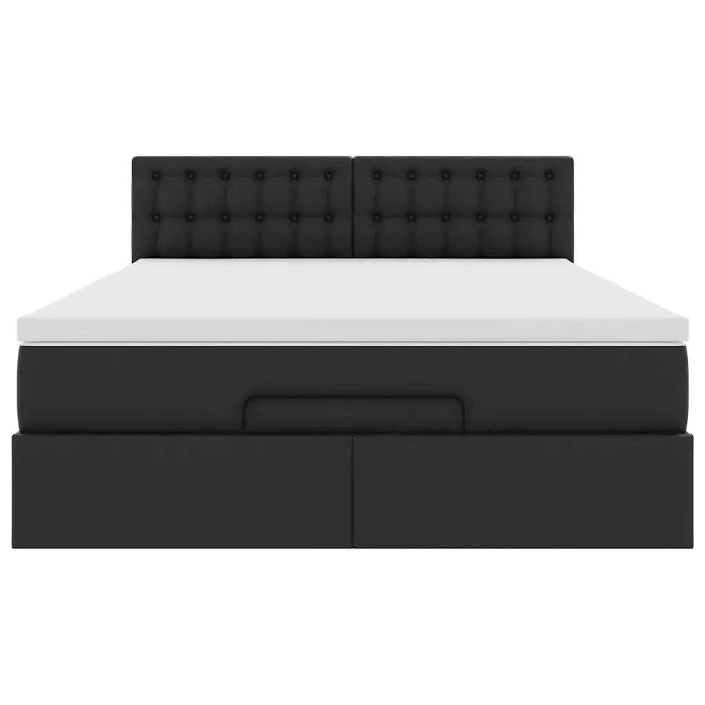 Pouf Letto con Materassi e LED Nero 140x190cm Similpelle 3312152