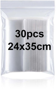 Sacchetti in plastica 24x35cm - 30 pezzi - Chiusura ermetica - Translucidi - Resistenti all'umidità - Sacchetti in polietilene durevole