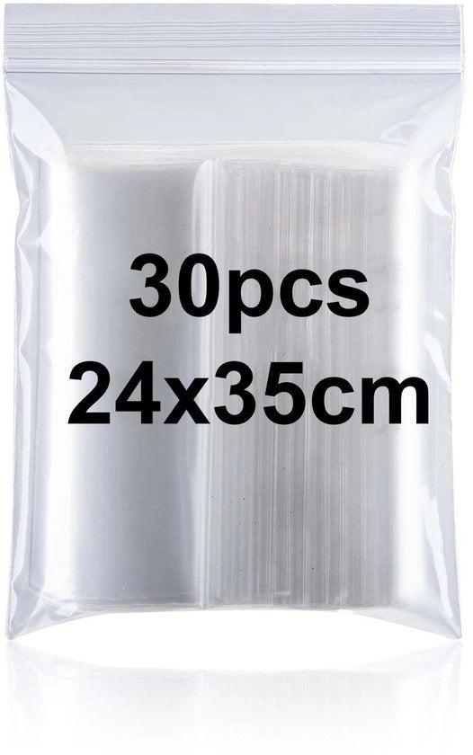 Sacchetti in plastica 24x35cm - 30 pezzi - Chiusura ermetica - Translucidi - Resistenti all'umidità - Sacchetti in polietilene durevole