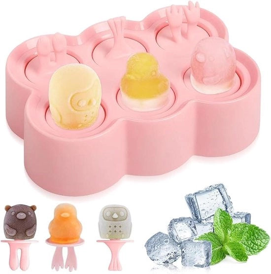 Forme per gelato per bambini - 6 forme per gelato mini - stile animale - forma per gelato in silicone rosa - forme per popsicle - forme per gelato fai da te - forme per gelato mini per bambini e adulti.