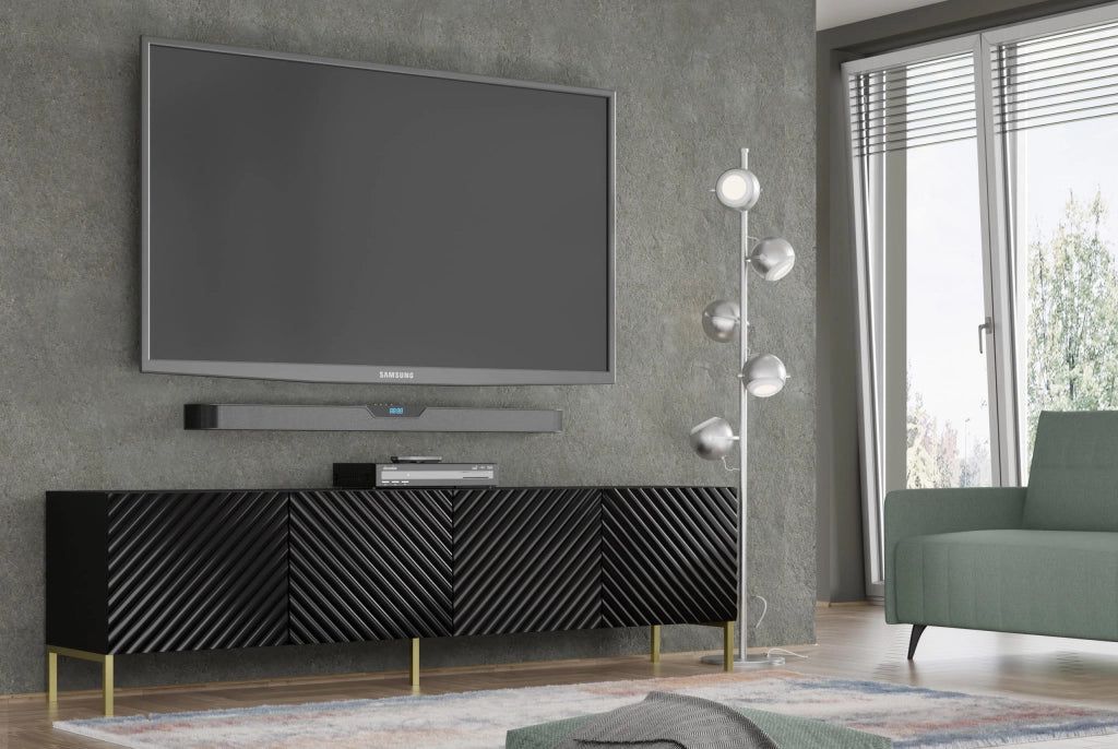 PORTA TV SURF 200 4D GAMBE NERO LUCIDO ORO