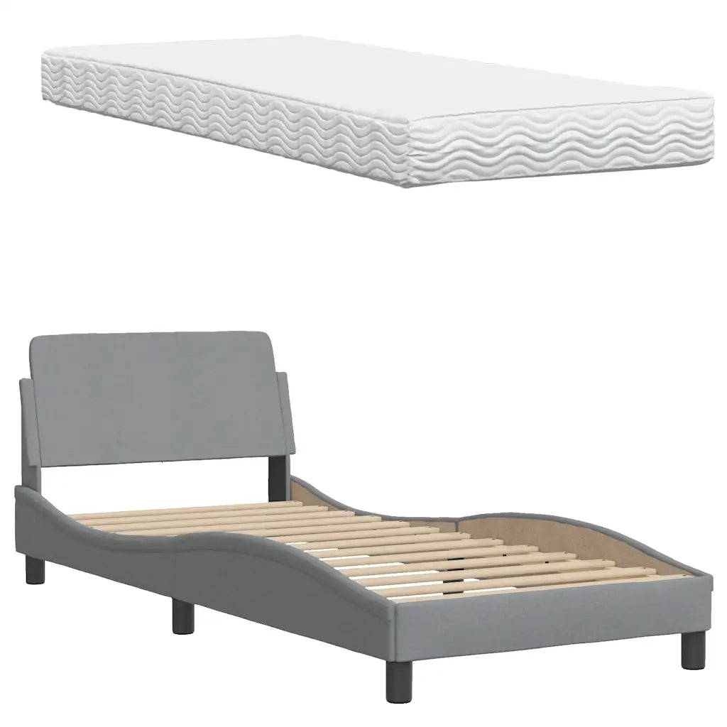 Letto con Materasso Grigio Chiaro 80x200 cm in Tessuto 3310699
